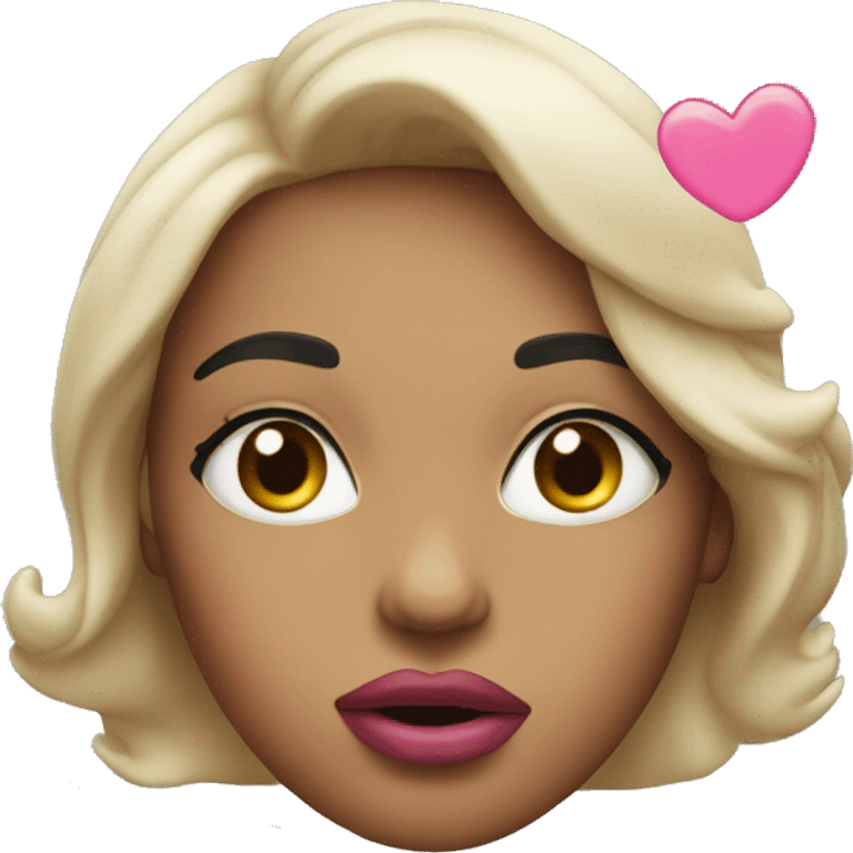 Woman with pink lips blowing a kiss emoji