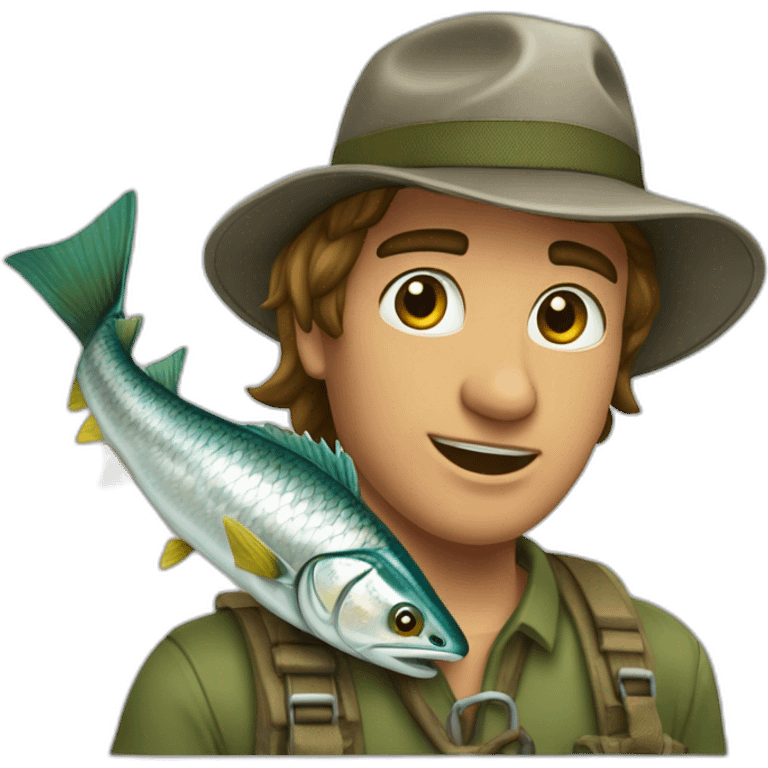 Jeune pêcheur avec tarpon emoji