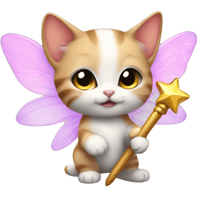 Kitten fairy with a wand emoji