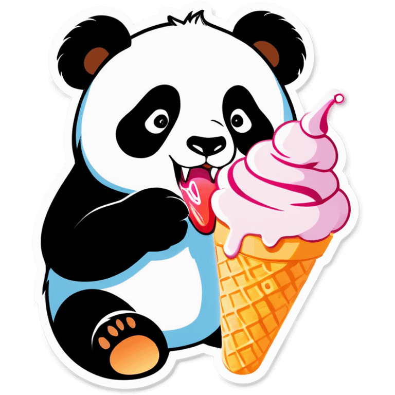 Panda eating ice cream emoji