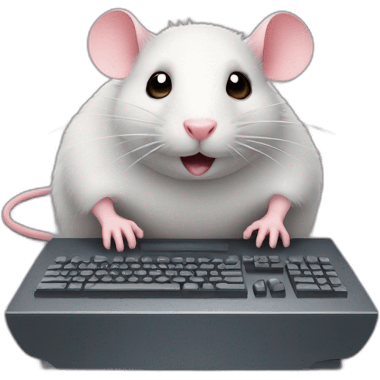 Fat Rat playing computer video games emoji