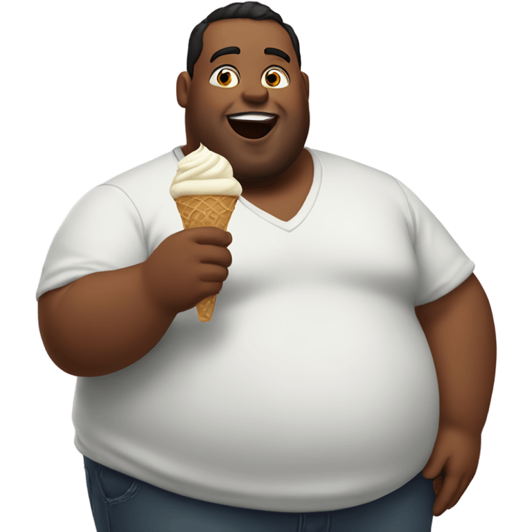 Fat guy eating ice cream emoji