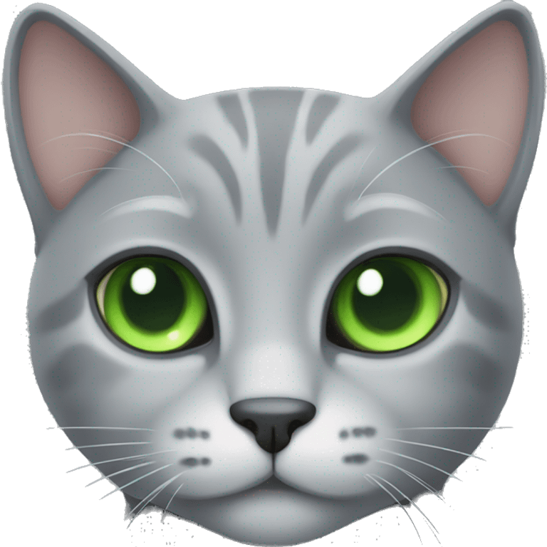 Cute Grey cat with green eyes  emoji