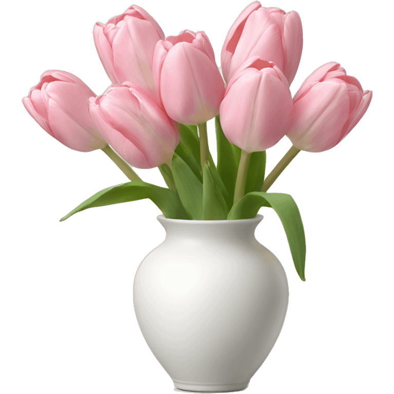 Light pink tulips in white vase emoji