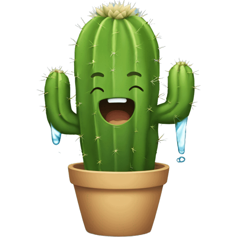 Cactus drinking water emoji