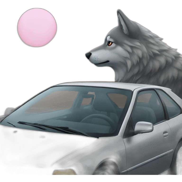 Car and wolf emoji