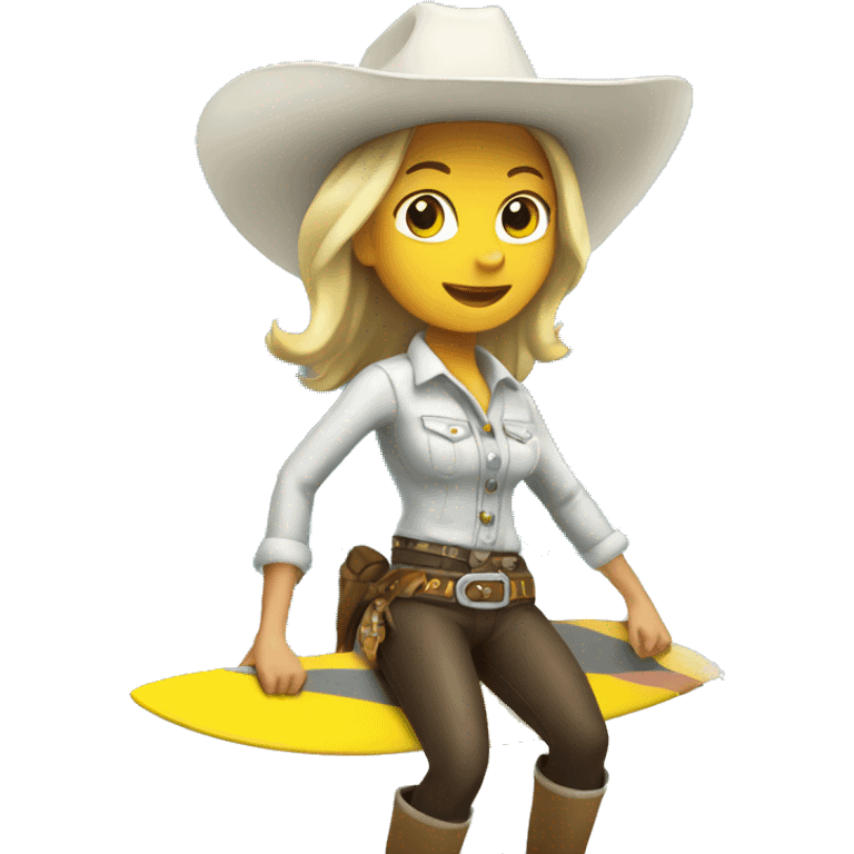 White Cowgirl surfing emoji