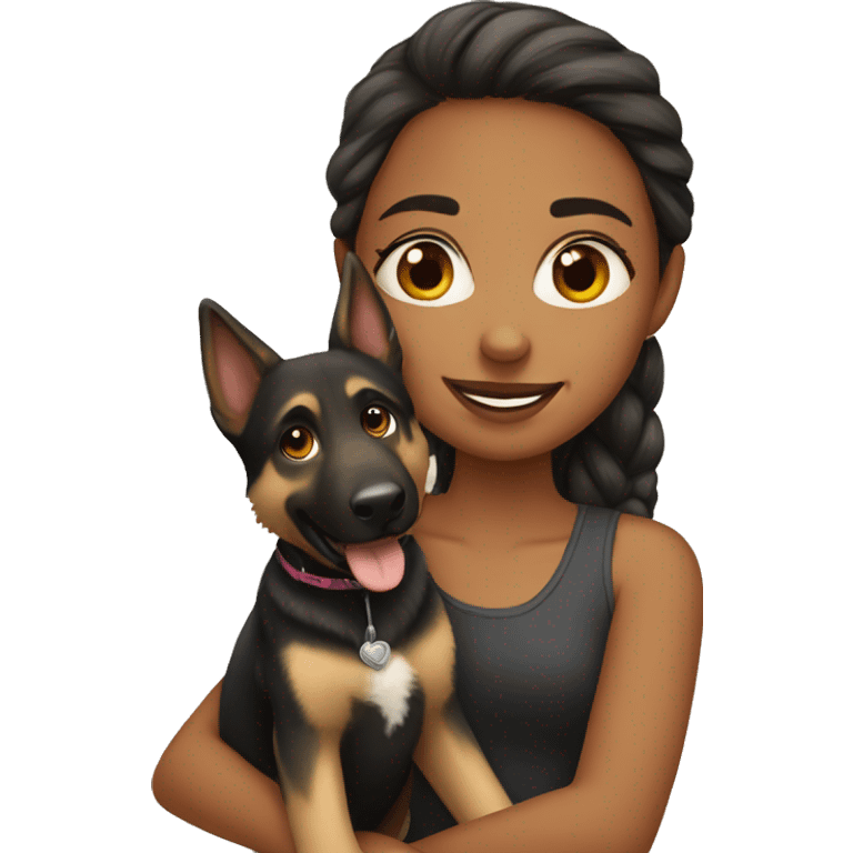 Girl with German shepherd  emoji