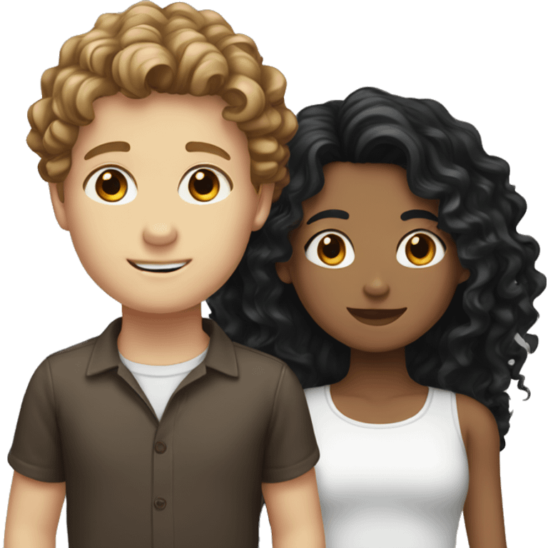 white boy with brown wavy hair and white girl with long black curly hair emoji