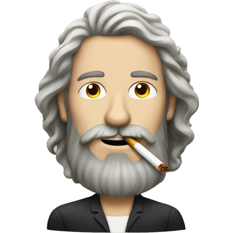 Long haired white man with beard smoking a cigarette  emoji