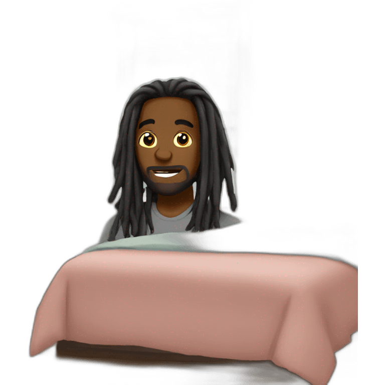 Black man dreadlock in a bedroom emoji