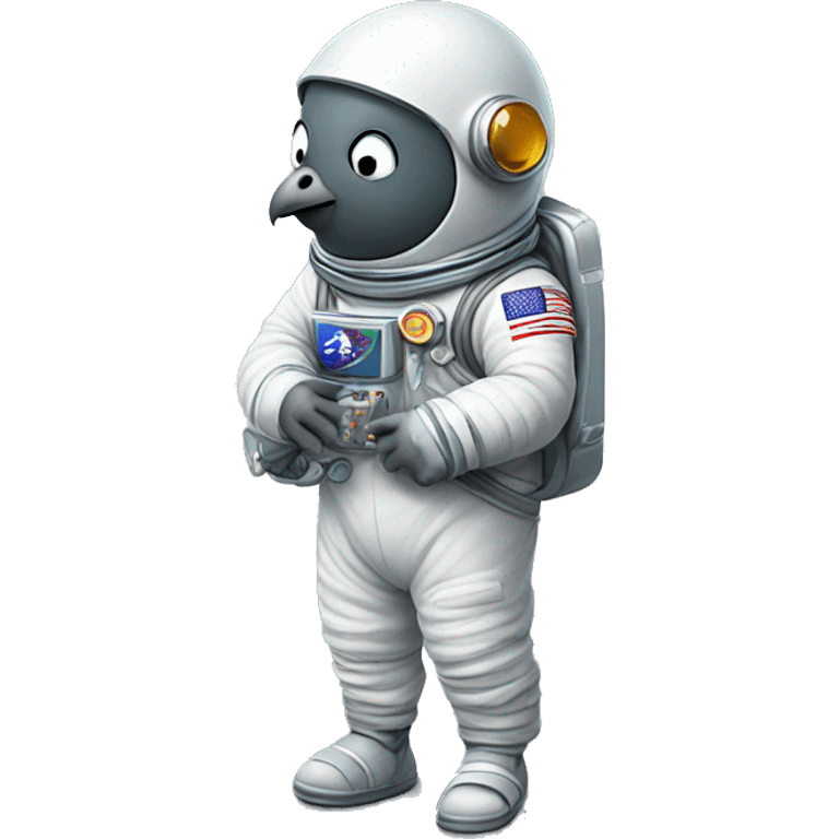 pigeon astronaut in space suit emoji