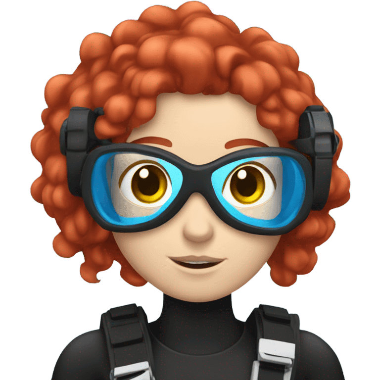 White woman with red hair and blue eyes scuba diving  emoji