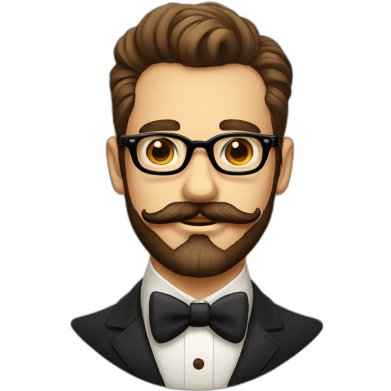 dapper man, vintage glasses, barbershop, moustache and big beard emoji