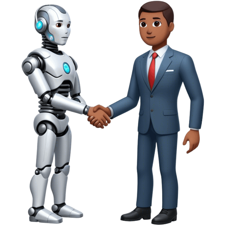 cyborg handshake with business man emoji