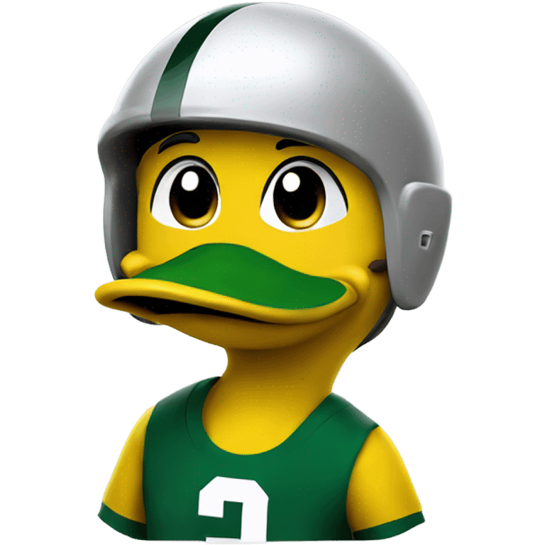 university of oregon duck mascot wearing an ohio state football uniform that has the ohio state logo on it emoji