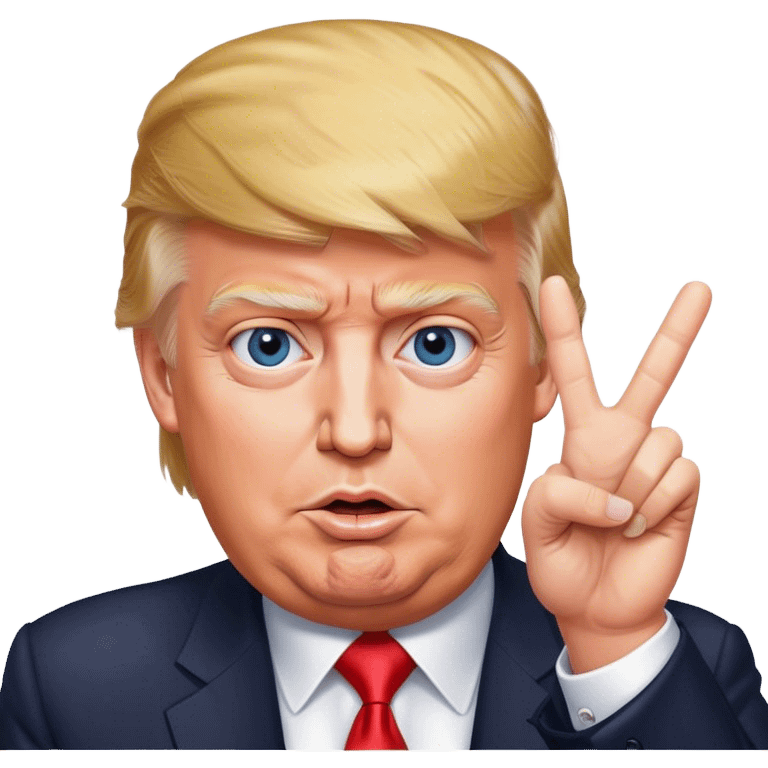 Super-realistic Donald Trump shows victory sign, realistic face emoji