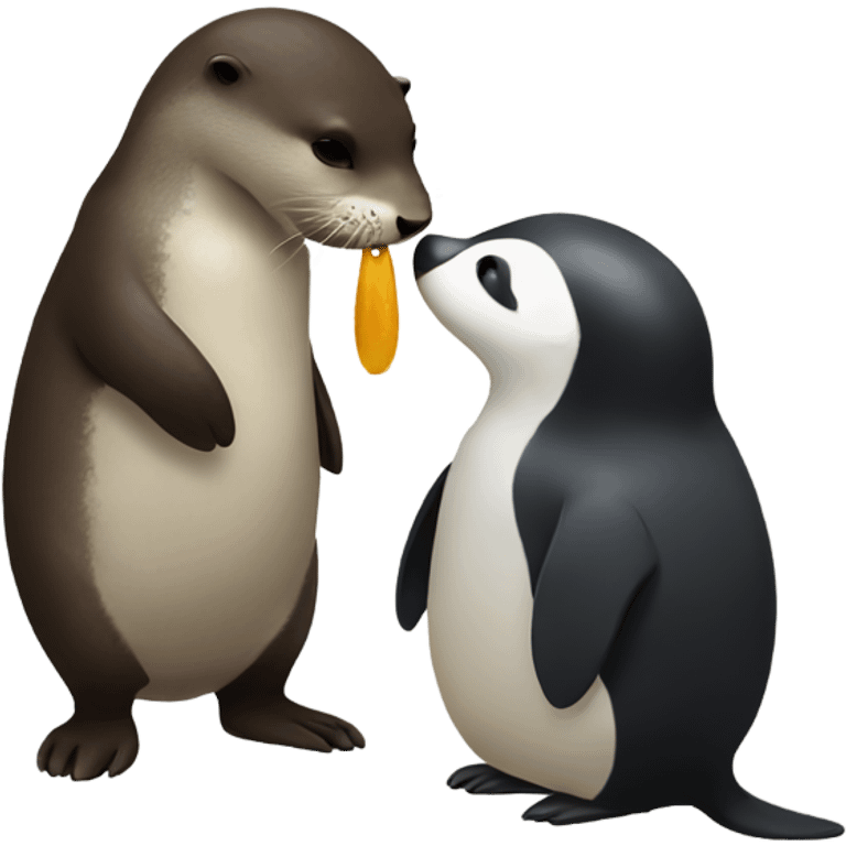 otter kissing pinguin  emoji