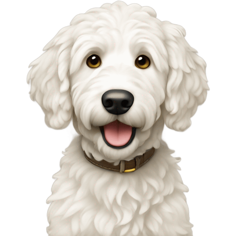 White golden doodle playful emoji