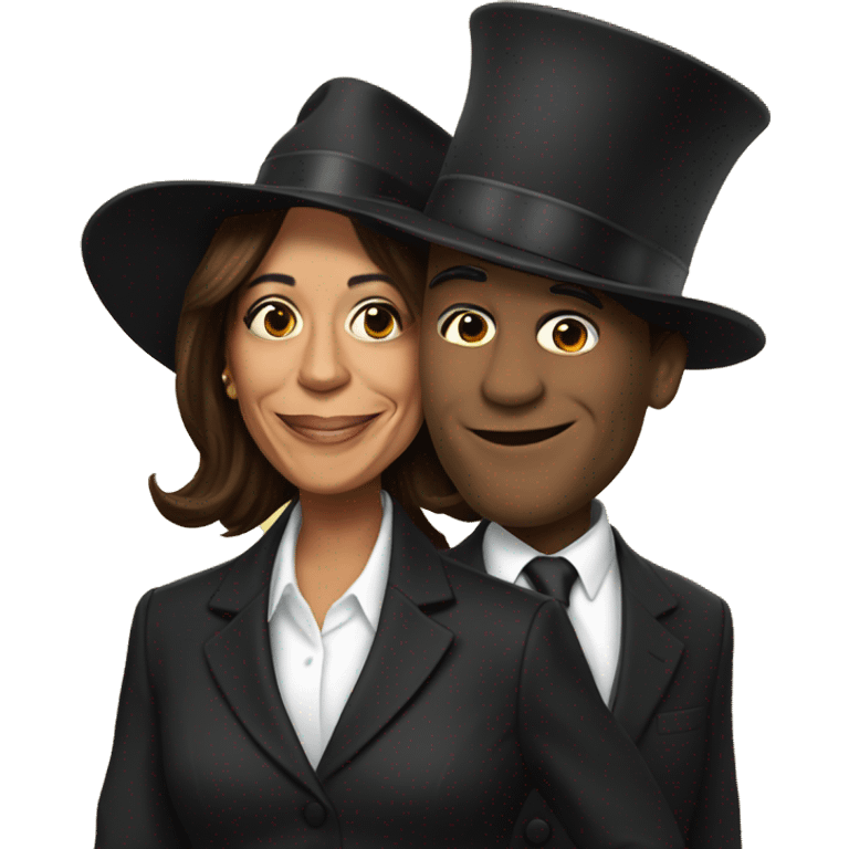 kamala harris with a tophat emoji