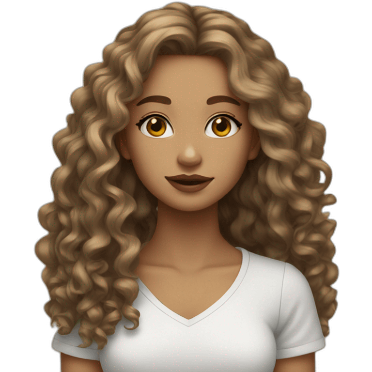 Sallow skin long curly dark blonde hair brown small eyes big lips emoji