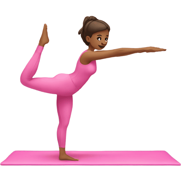 Pilates at home. Pink outfit  emoji