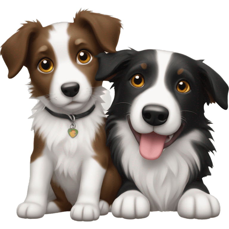 A border collie puppy with a jack russell puppy emoji