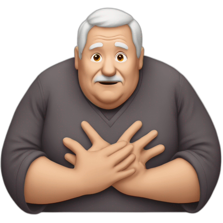 Old man bold fat doing heart with hands emoji