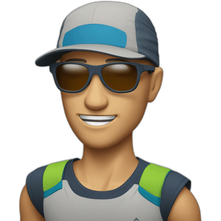 trail runner with cap a light Running Vest and a pair of sunglasses emoji