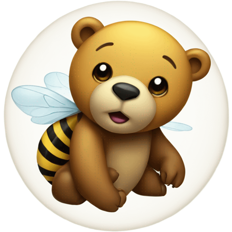 Bear and one honey bee  emoji