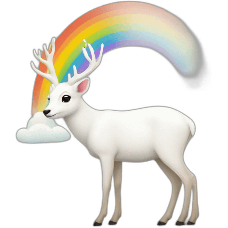 white deer with the rainbow emoji