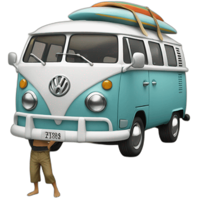 surfer with vw bus emoji