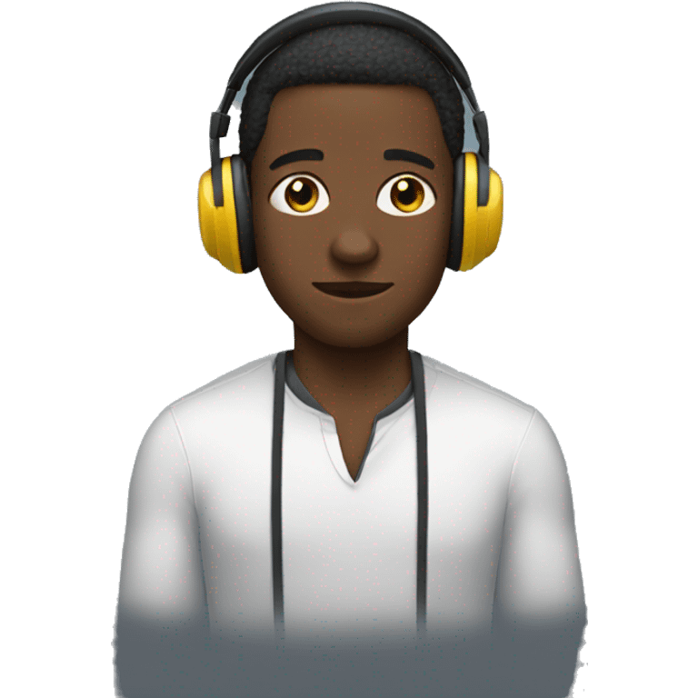 black man with headphones  emoji