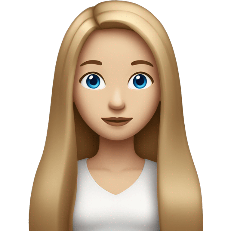 Girl with long light brown straight hair and blue eyes  emoji