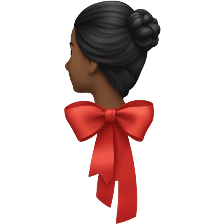 black open hair from behind with a red bow emoji