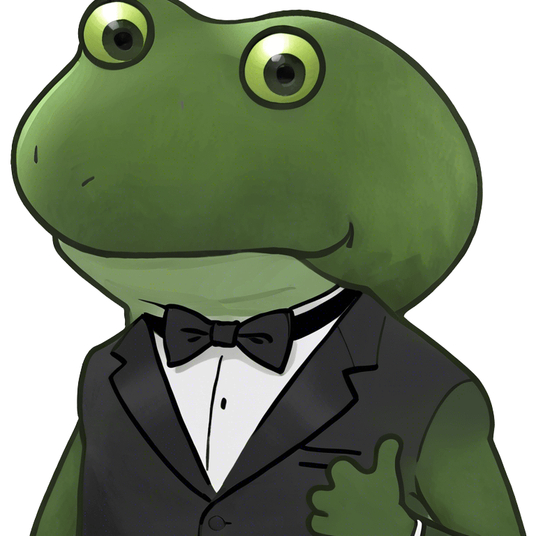 bufo wearing a black tuxedo  emoji