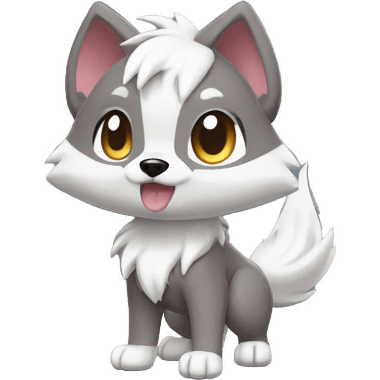 Kawaii Cool Chibi Poochyena-Rocruff-Lycanroc-Pokémon Full Body Detailed High Quality emoji