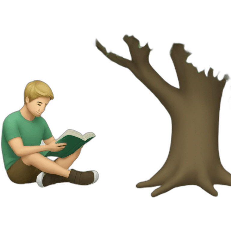 white person reading under the tree emoji