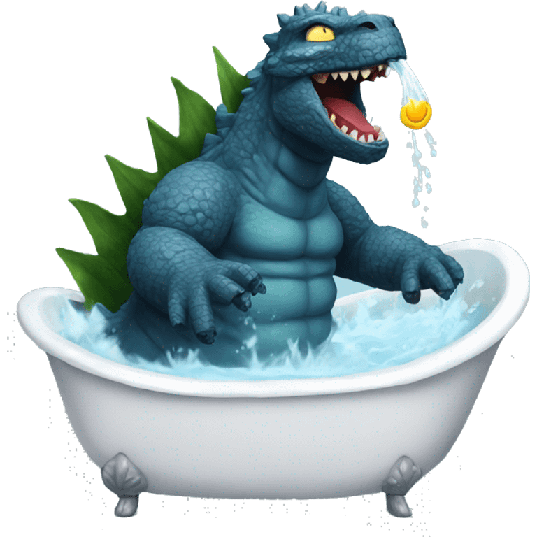 Godzilla taking a bath emoji