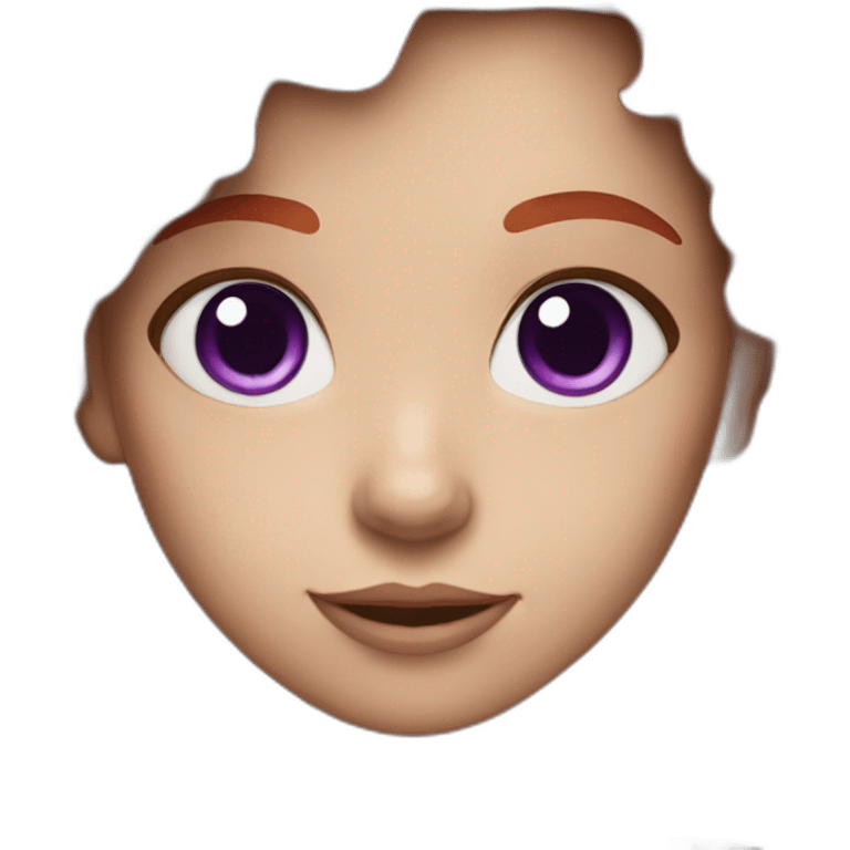 A girl with red hair and purple eyes with tall hair emoji