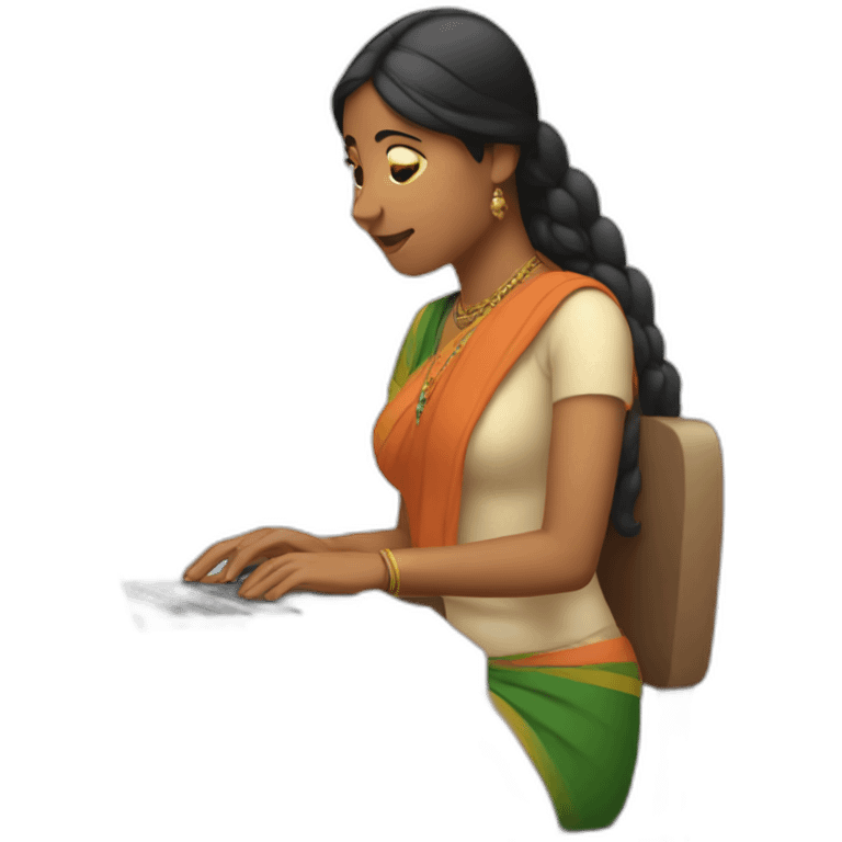 Indian woman typing on a Mac emoji