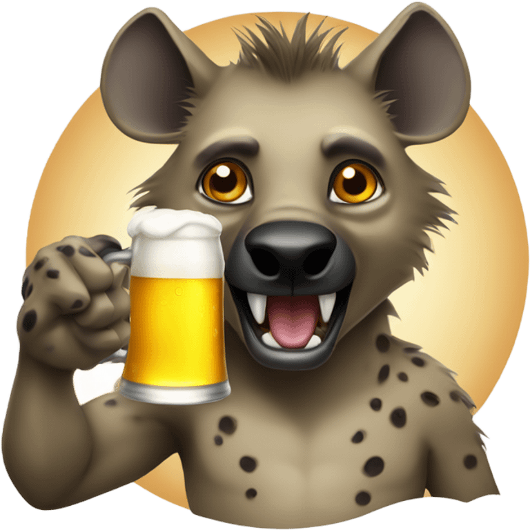 Hyena with beer  emoji