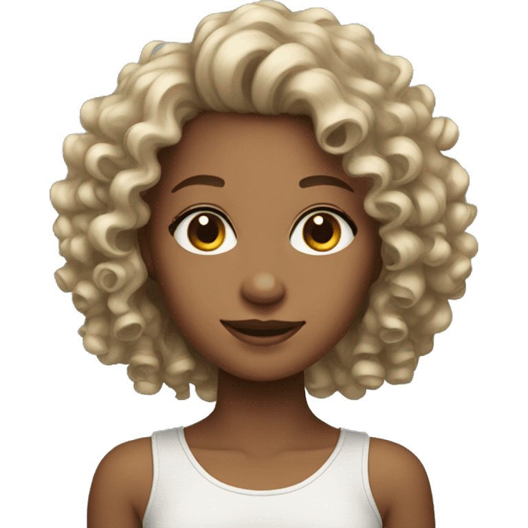 Beautiful girl with curly hair  emoji