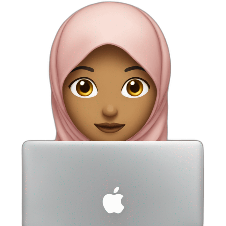 Hijab girl in front of MacBook 💻  emoji