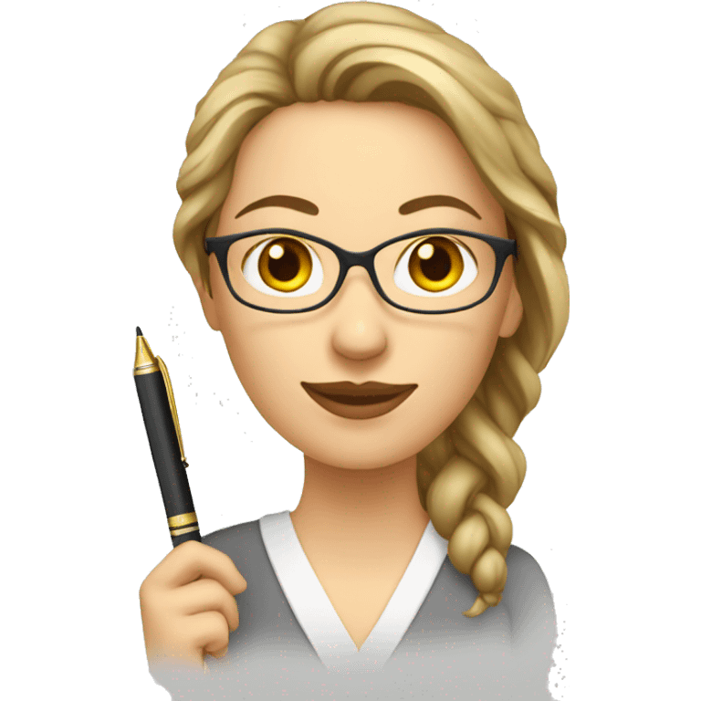 caucausian woman writer with pen emoji