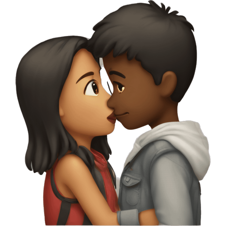 One girl kissing a boy  emoji