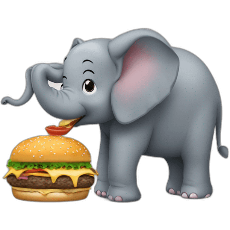 Elephant eating a burguer emoji