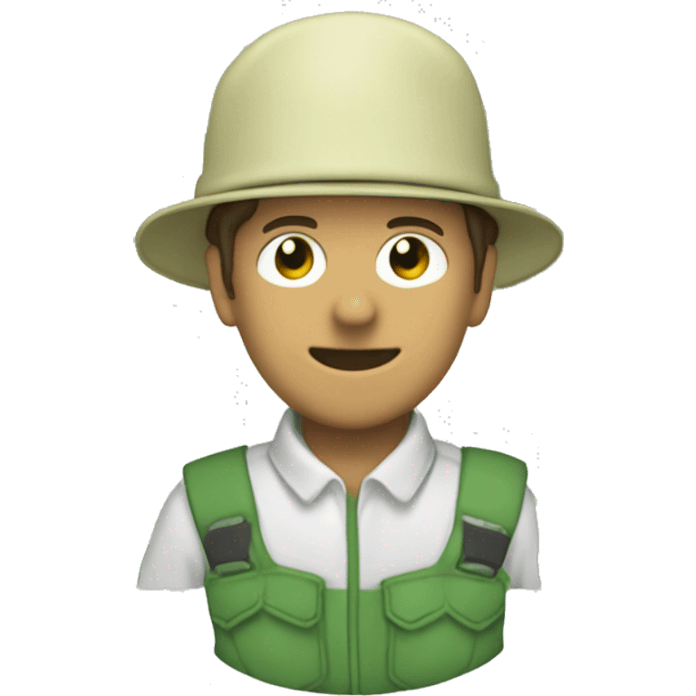 gardener pith helmet jacket white green trees  emoji