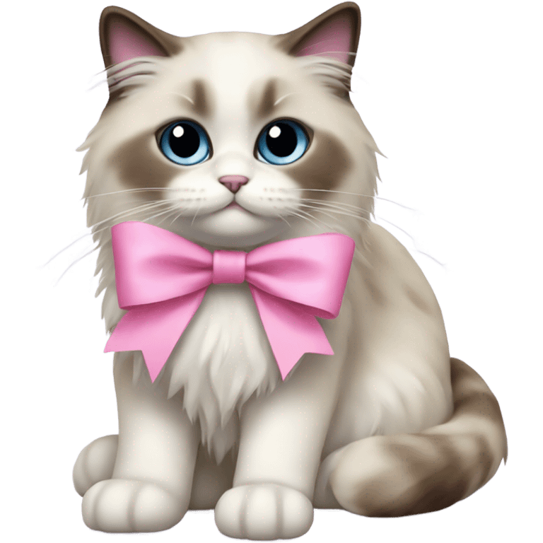 Ragdoll cat with a pink bow emoji