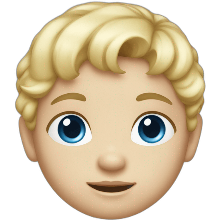 A baby with blond hair, blue eyes and a blue t-shirt emoji